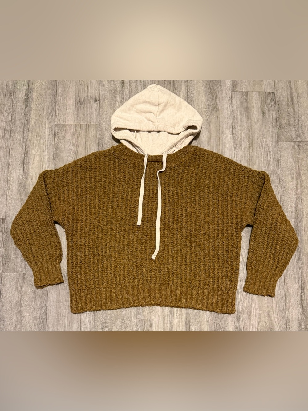 Offline by Aerie Size Small Ribbed Knit Sweater Hooded Hoodie Layer